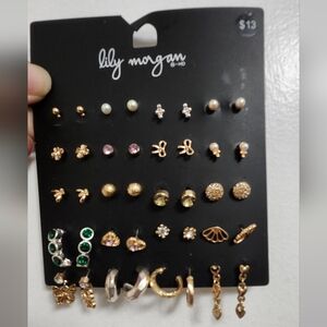 Lily Morgan Gold and Green Earring Set